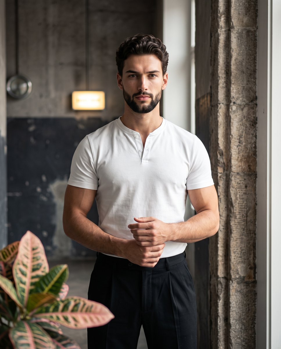 A portrait of a confident, muscular man standing perfectl... - @pictsbyai